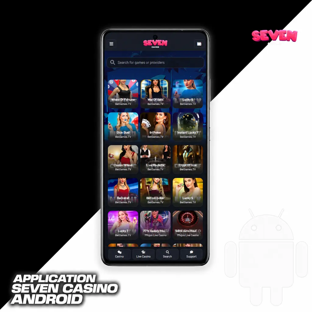 Application Seven Casino Android - Téléchargement APK compatible Android 6.0, installation hors Play Store