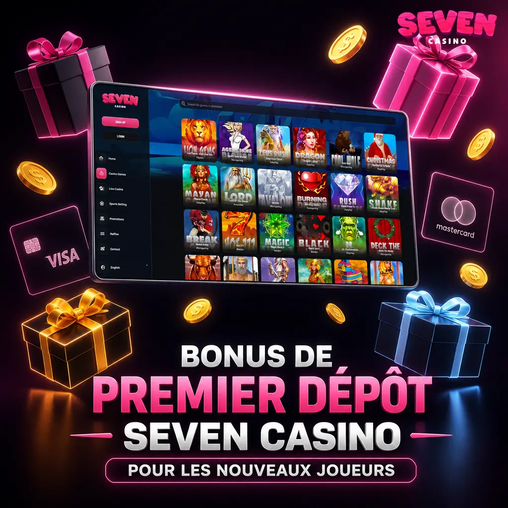 Bonus de premier dépôt Seven Casino : 450% jusqu'à 7 500 EUR sur les slots, dépôt minimum 20 GBP, mise x40