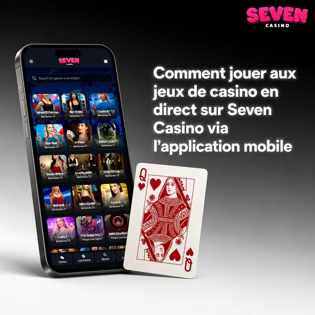 Jouer aux jeux de casino en direct sur Seven Casino via l'application mobile : roulette, blackjack et jeux show en temps réel