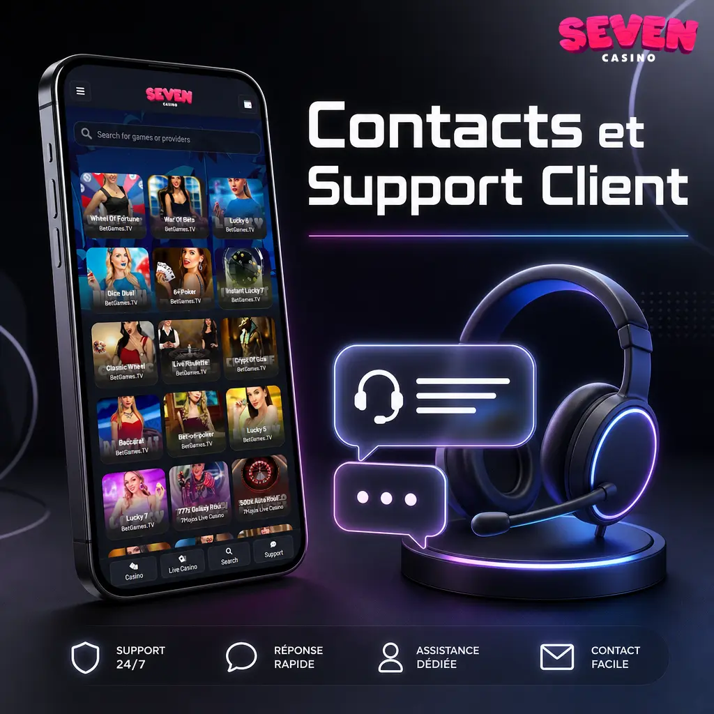 Support client Seven Casino : chat en direct, e-mail et centre d'aide disponibles 24h/24 pour les joueurs du Royaume-Uni