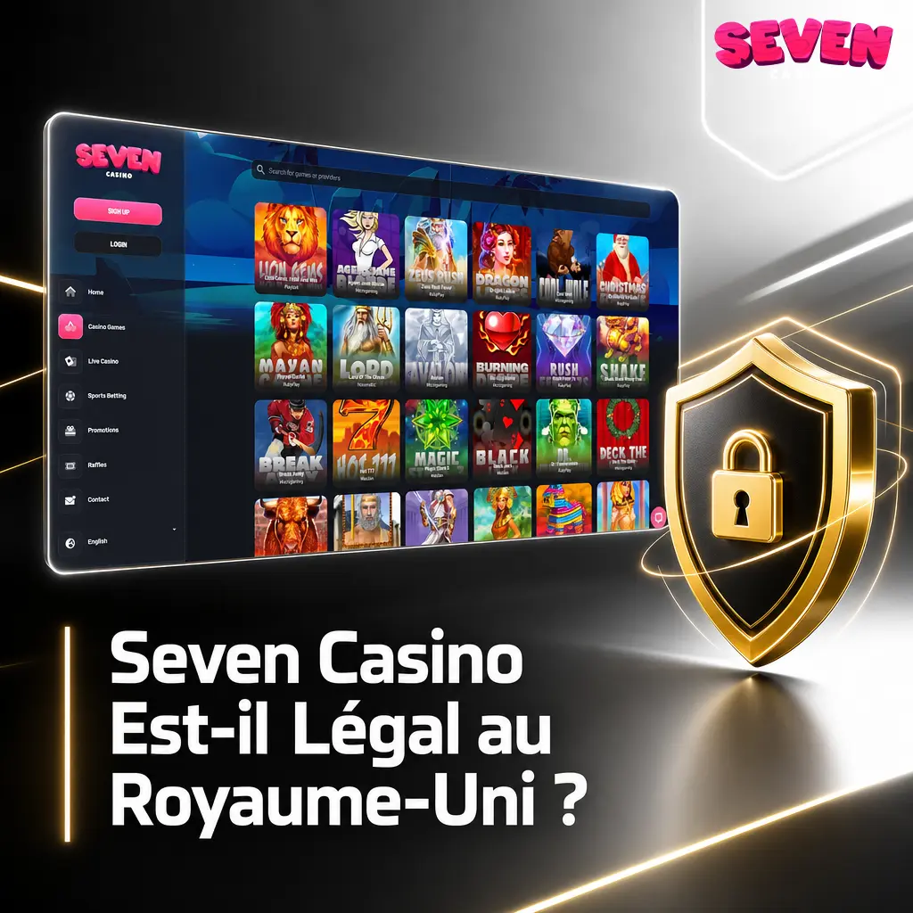 Seven Casino : licence Curaçao 8048/JAZ2021-013, sans agrément UK Gambling Commission, jeux certifiés et outils de jeu responsable.
