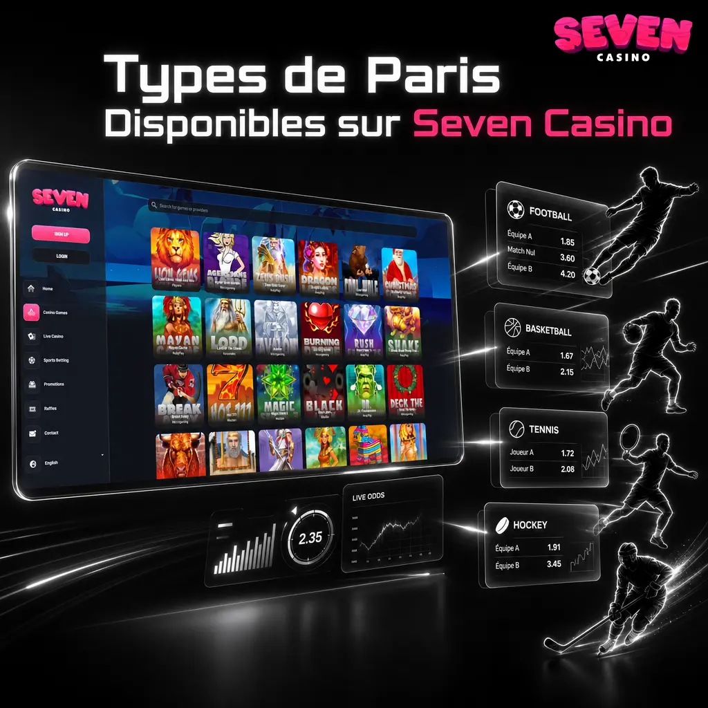 Types de paris disponibles sur Seven Casino : simple, combiné, système, handicap et total de buts