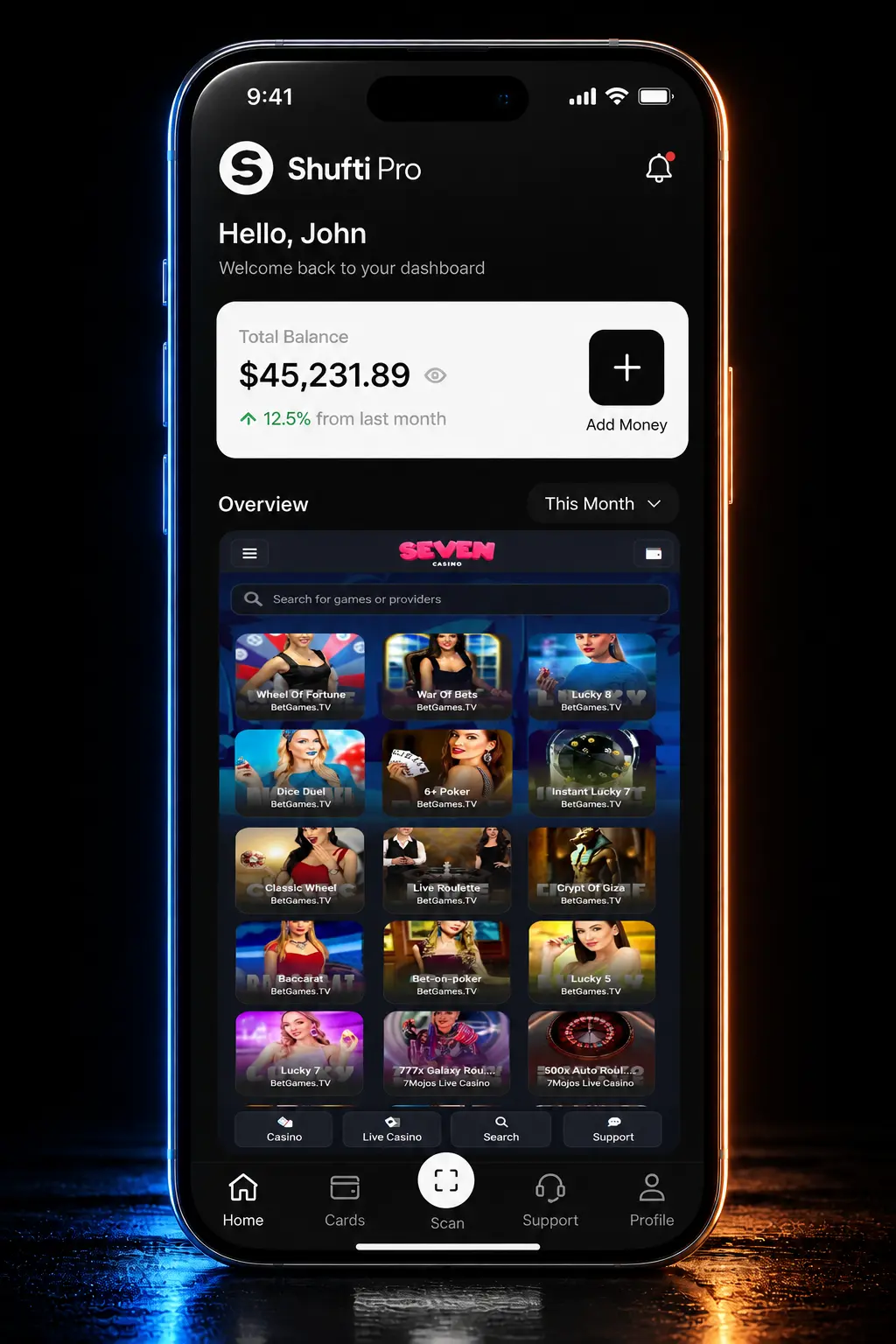 Seven Casino UK bonus claim steps showing registration, deposit, and promo code entry guide for new players