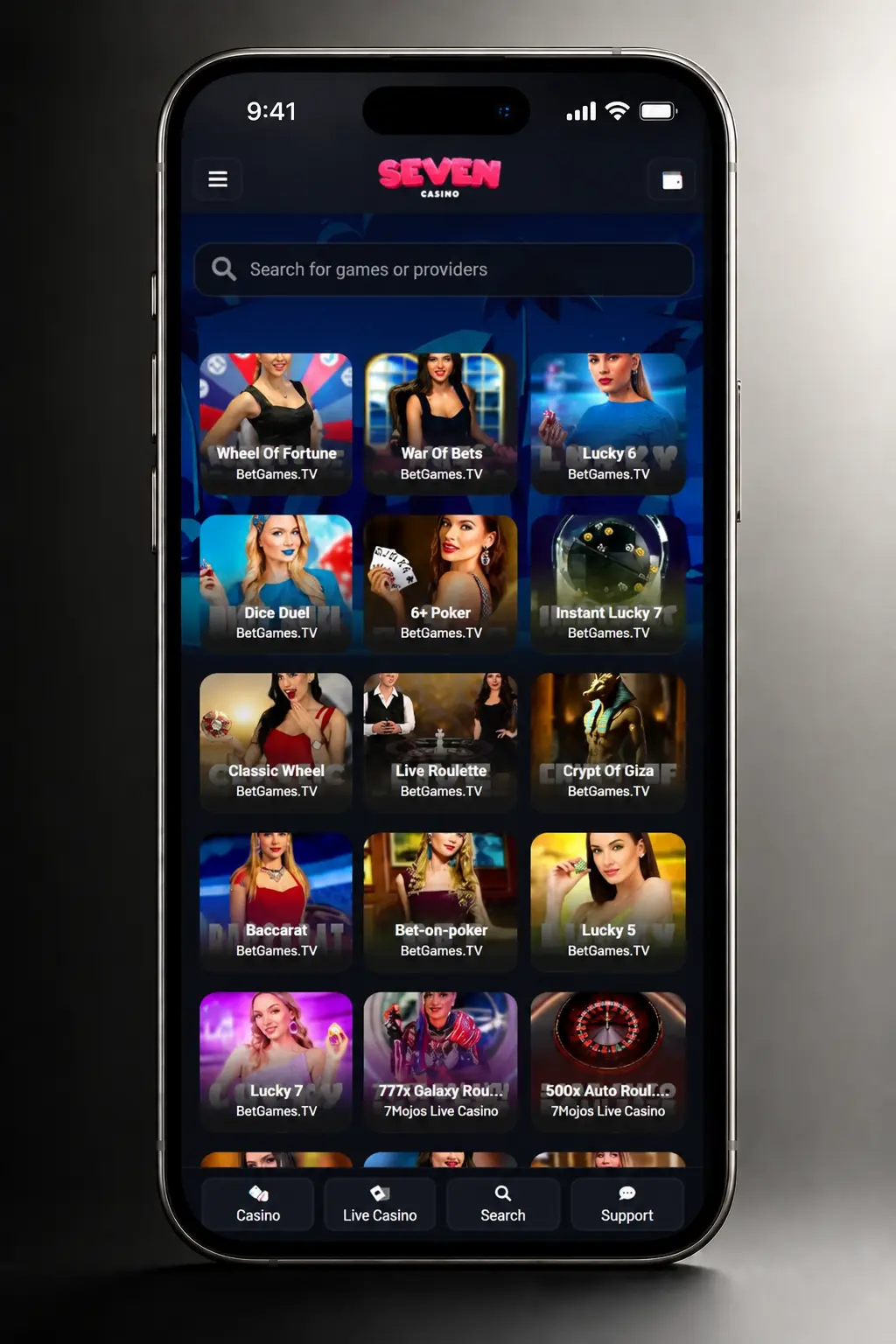 Seven Casino mobile app promo code activation steps on iOS and Android showing deposit and bonus code field