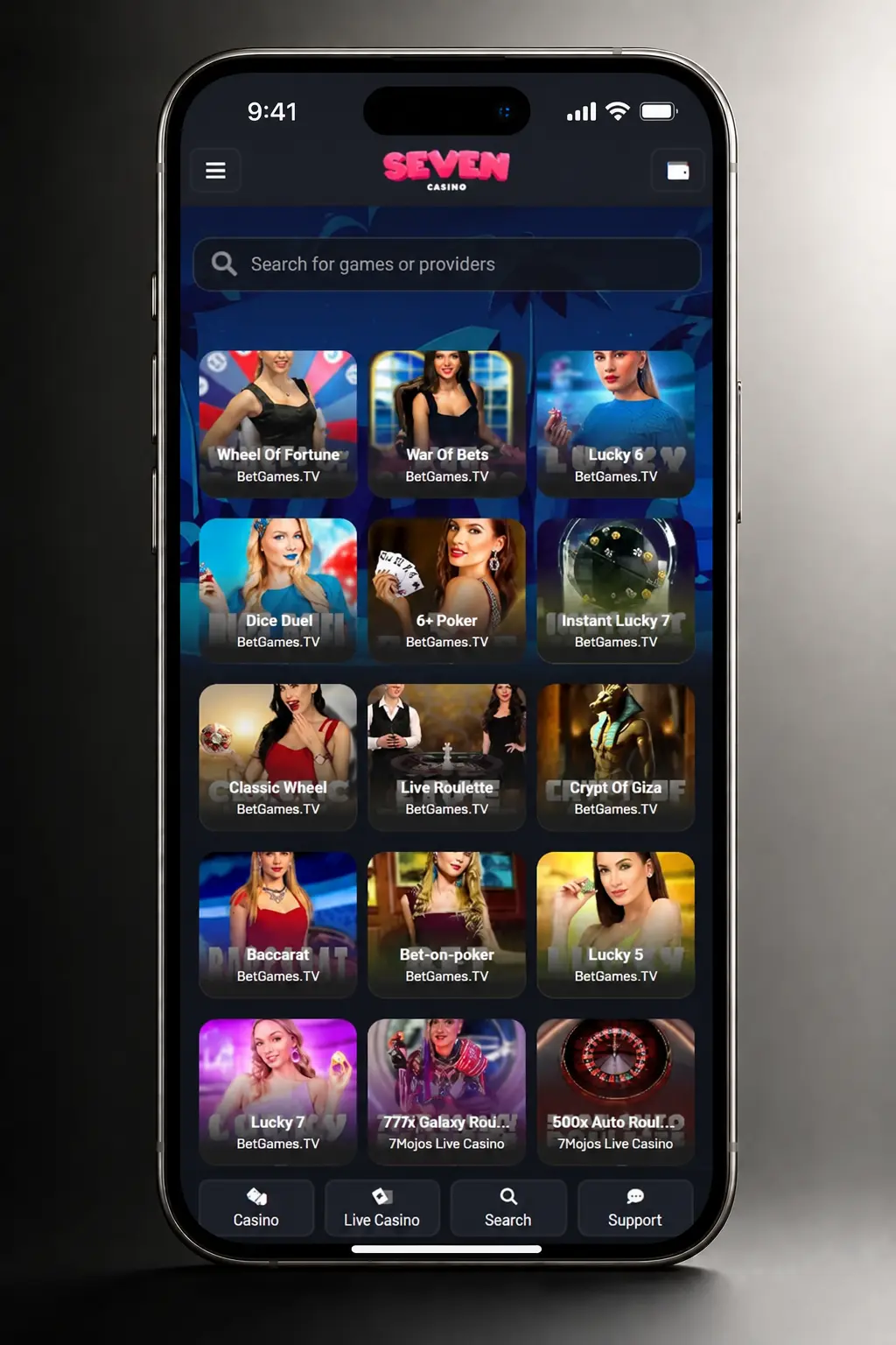 Seven Casino mobile app promo code activation steps on iOS and Android showing deposit and bonus code fields