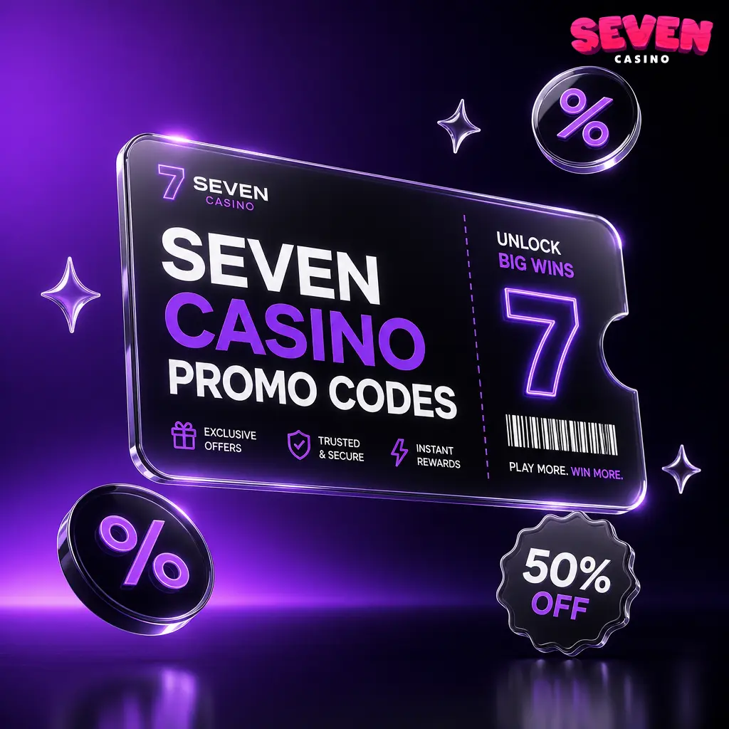 Seven Casino promo codes offering deposit matches up to £3,000, free spins, and cashback with step-by-step redemption guide